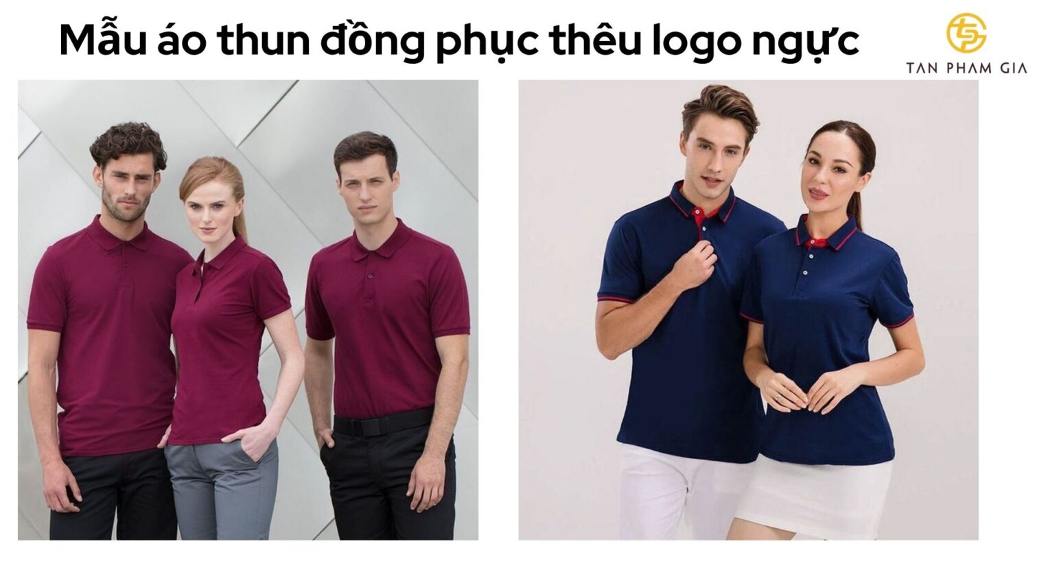 Mẫu áo thun đồng phục thêu logo ngực