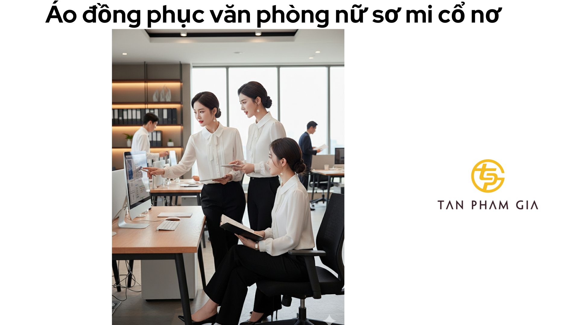Áo đồng phục văn phòng nữ sơ mi cổ nơ