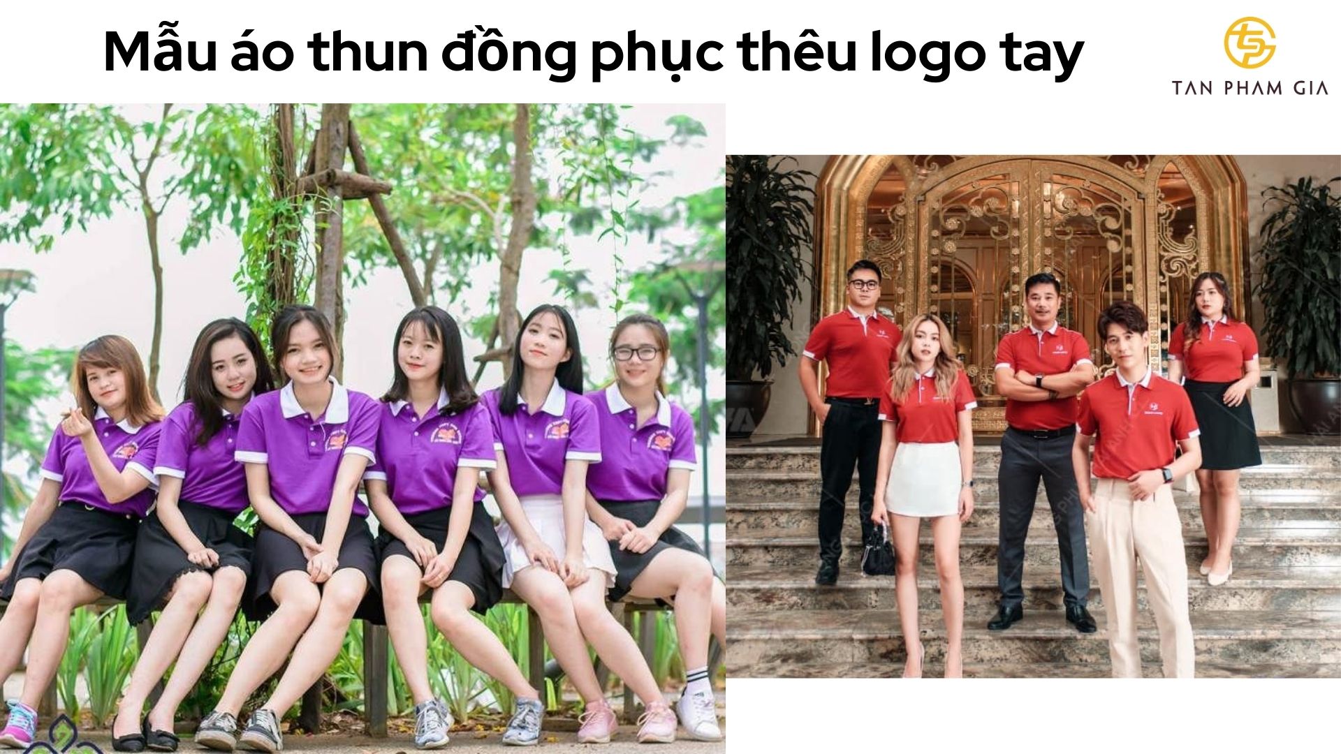 Mẫu áo thun đồng phục thêu logo tay