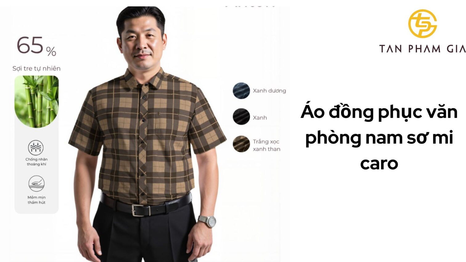 Áo đồng phục văn phòng nam sơ mi caro