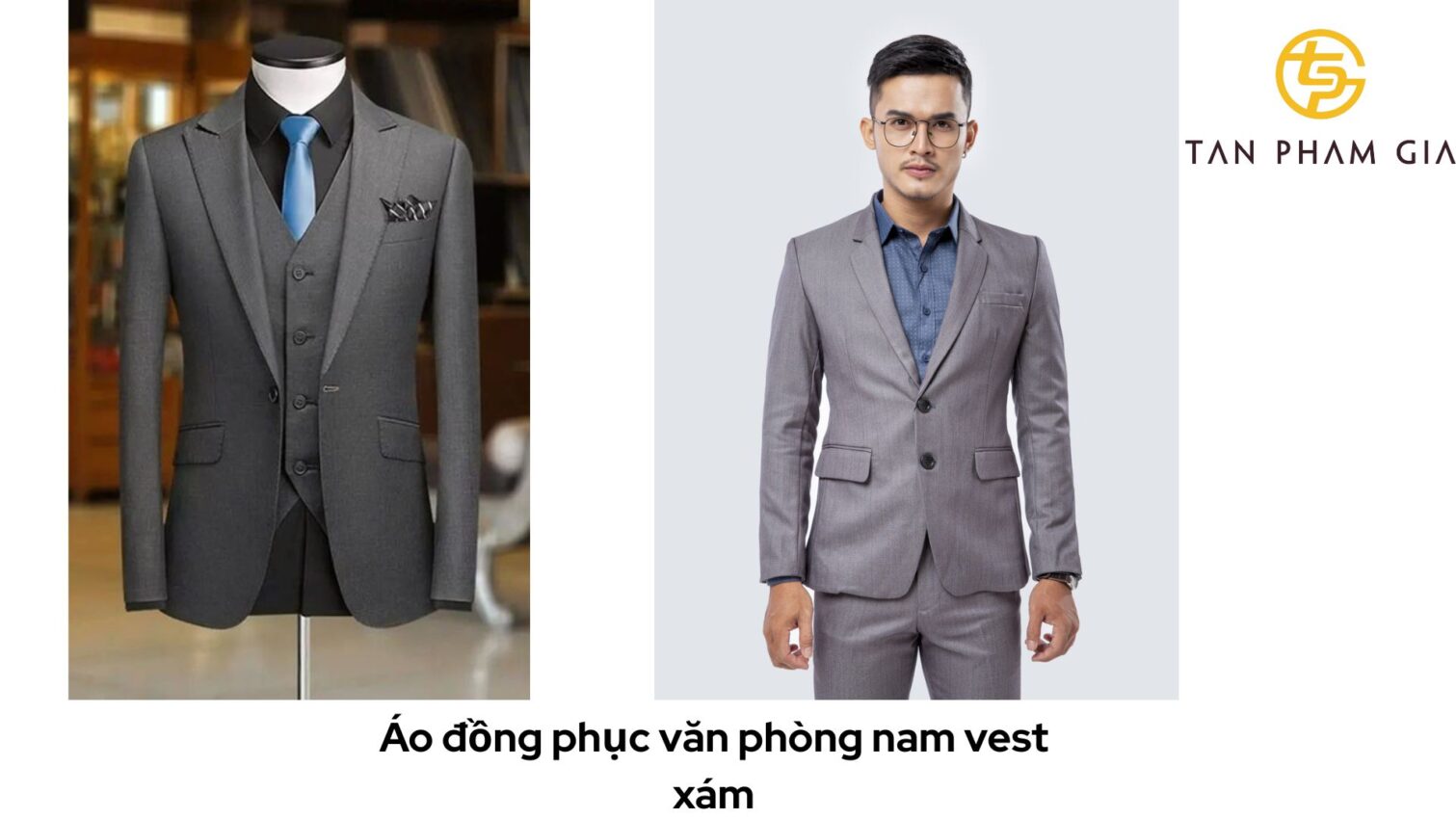 Áo đồng phục văn phòng nam vest xám