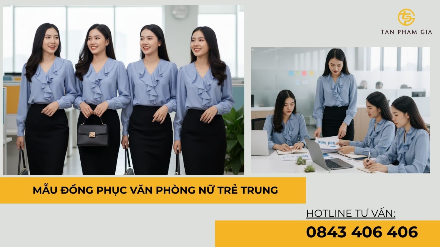 Mẫu đồng phục văn phòng nữ trẻ trung