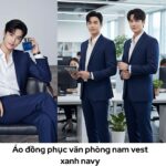 Áo đồng phục văn phòng nam vest xanh navy Áo đồng phục văn phòng nam vest xanh navy