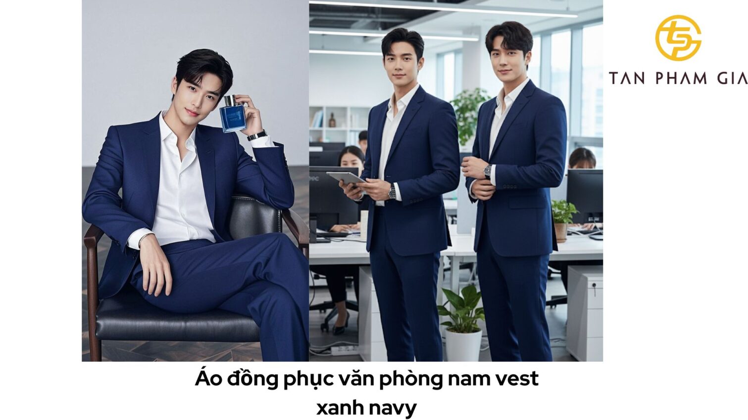 Áo đồng phục văn phòng nam vest xanh navy