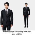 Áo đồng phục văn phòng nam vest đen cổ điển