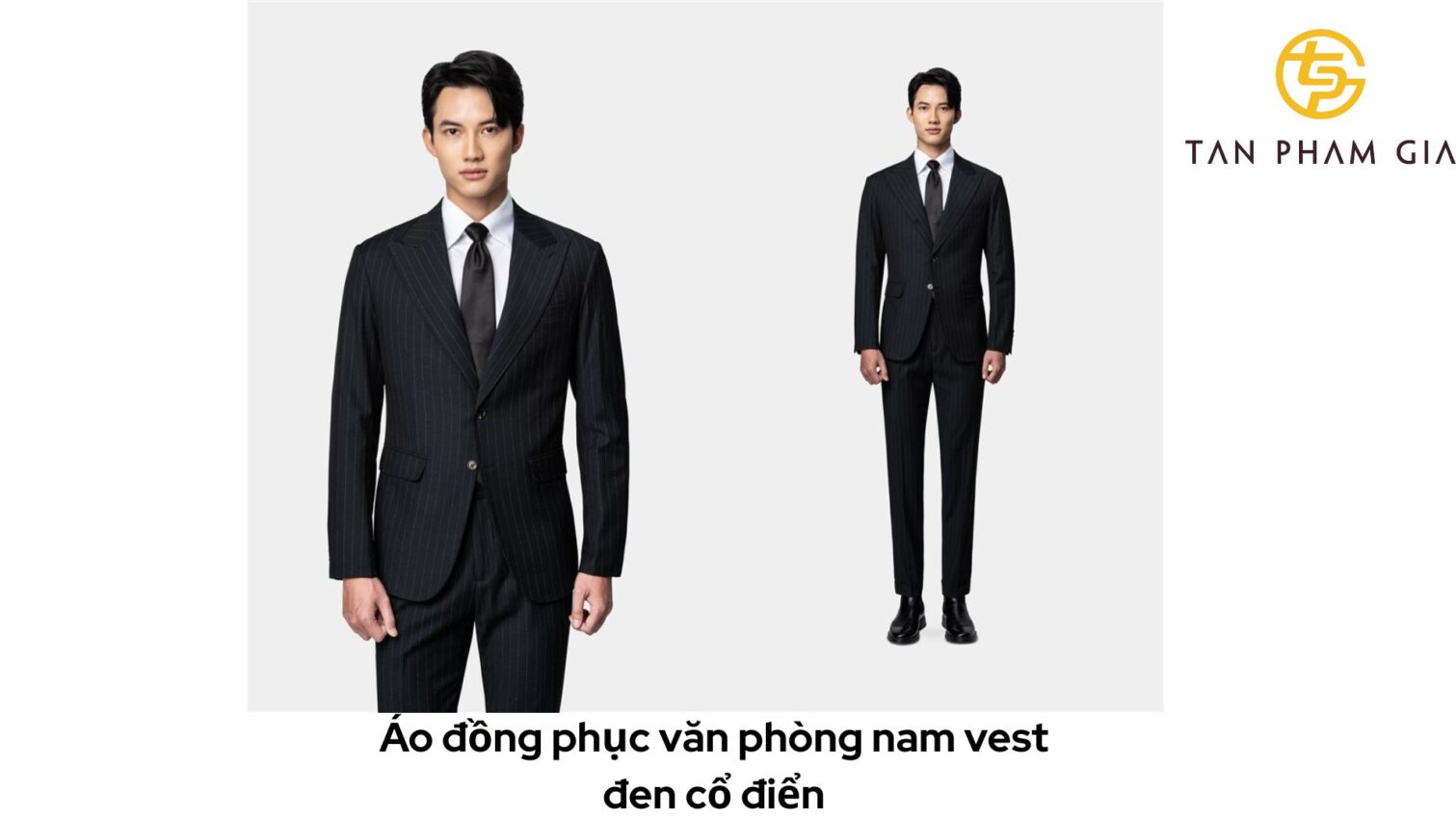 Áo đồng phục văn phòng nam vest đen cổ điển