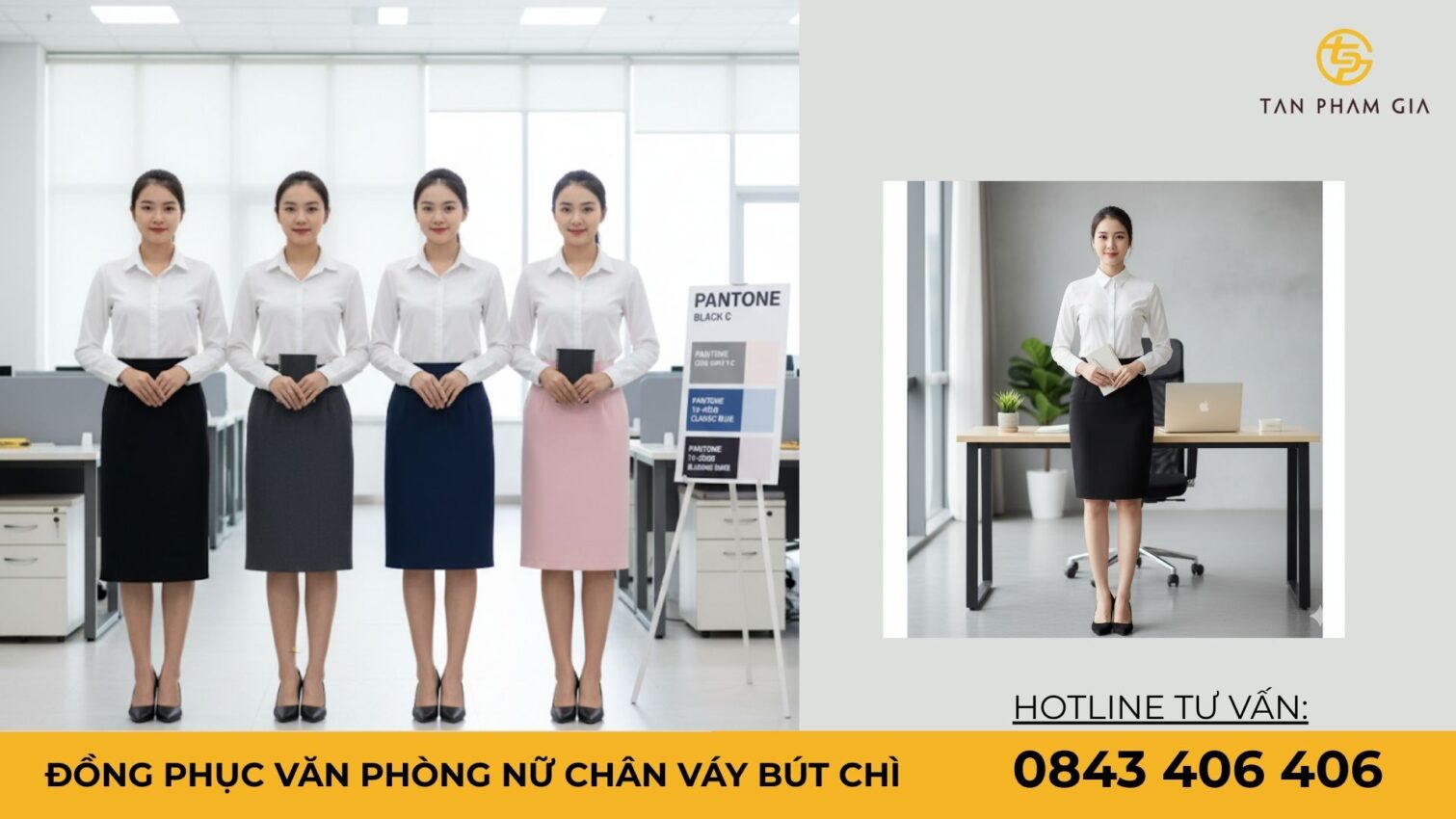 Đồng phục văn phòng nữ chân váy bút chì