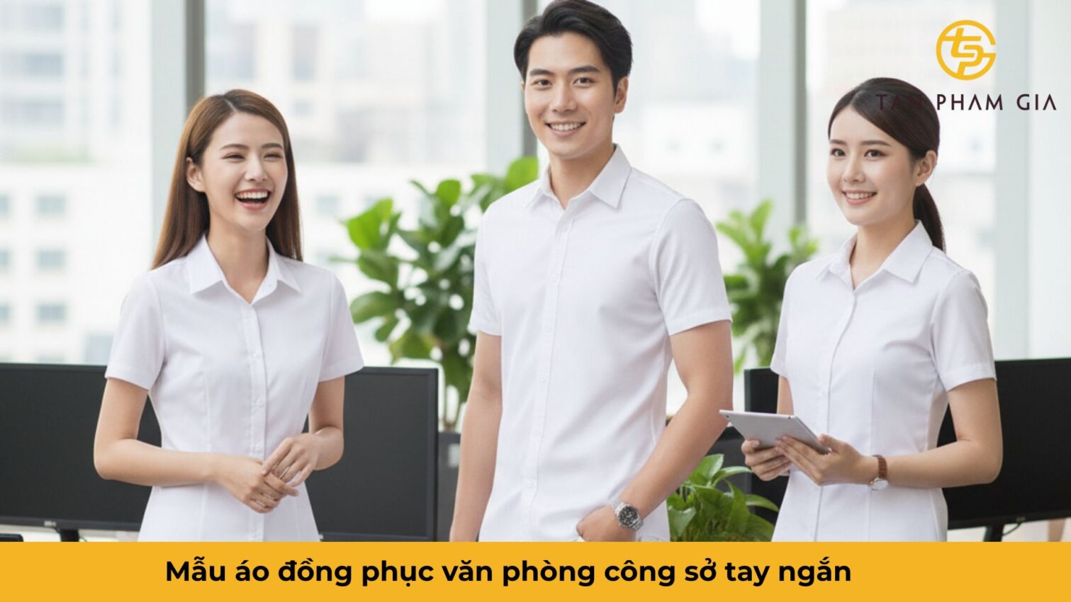 Mẫu áo đồng phục văn phòng công sở tay ngắn