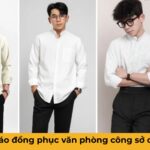 Mẫu áo đồng phục văn phòng công sở cổ trụ