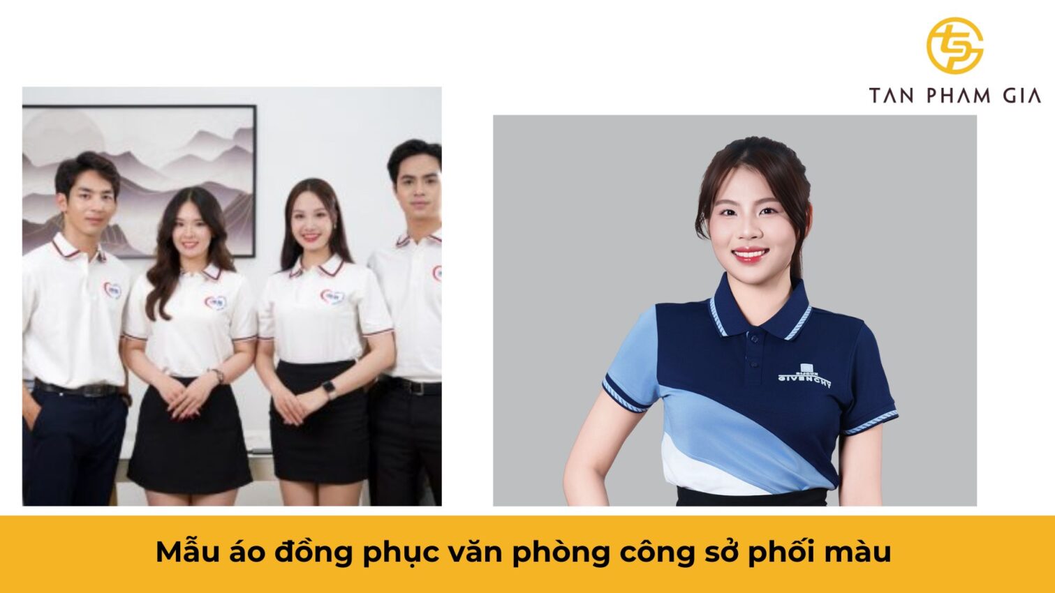 Mẫu áo đồng phục văn phòng công sở phối màu