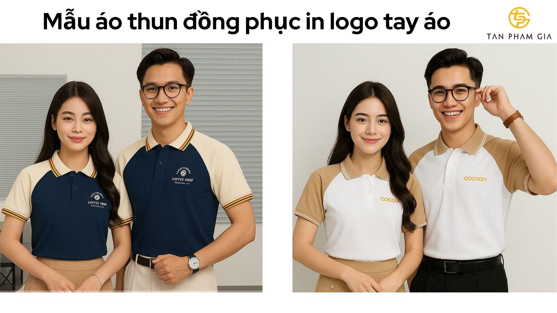 Mẫu áo thun đồng phục in logo tay áo