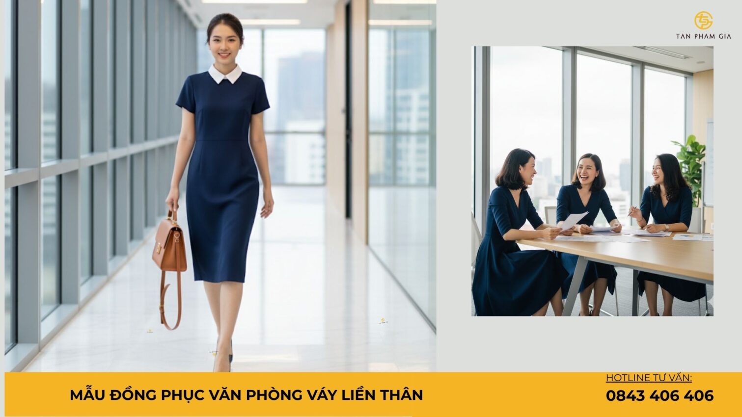 Mẫu đồng phục văn phòng váy liền thân