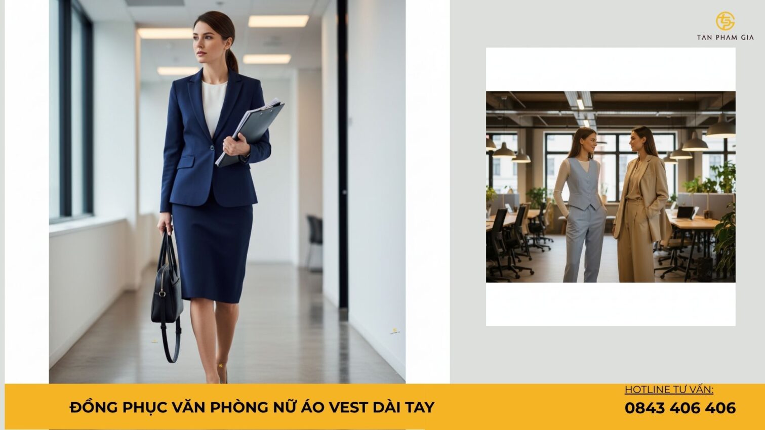 Đồng phục văn phòng nữ áo vest dài tay