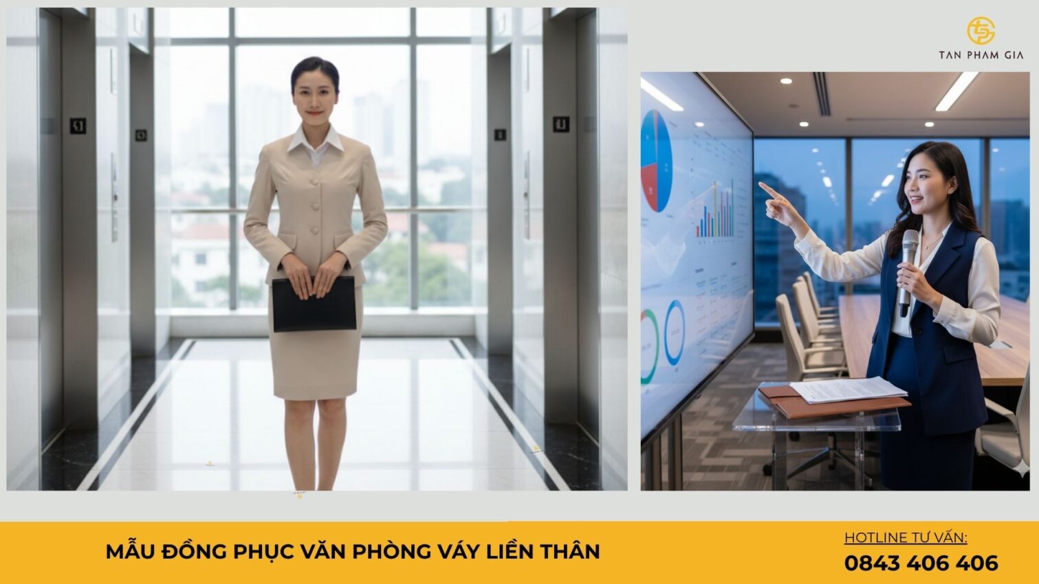 Mẫu đồng phục văn phòng váy liền thân