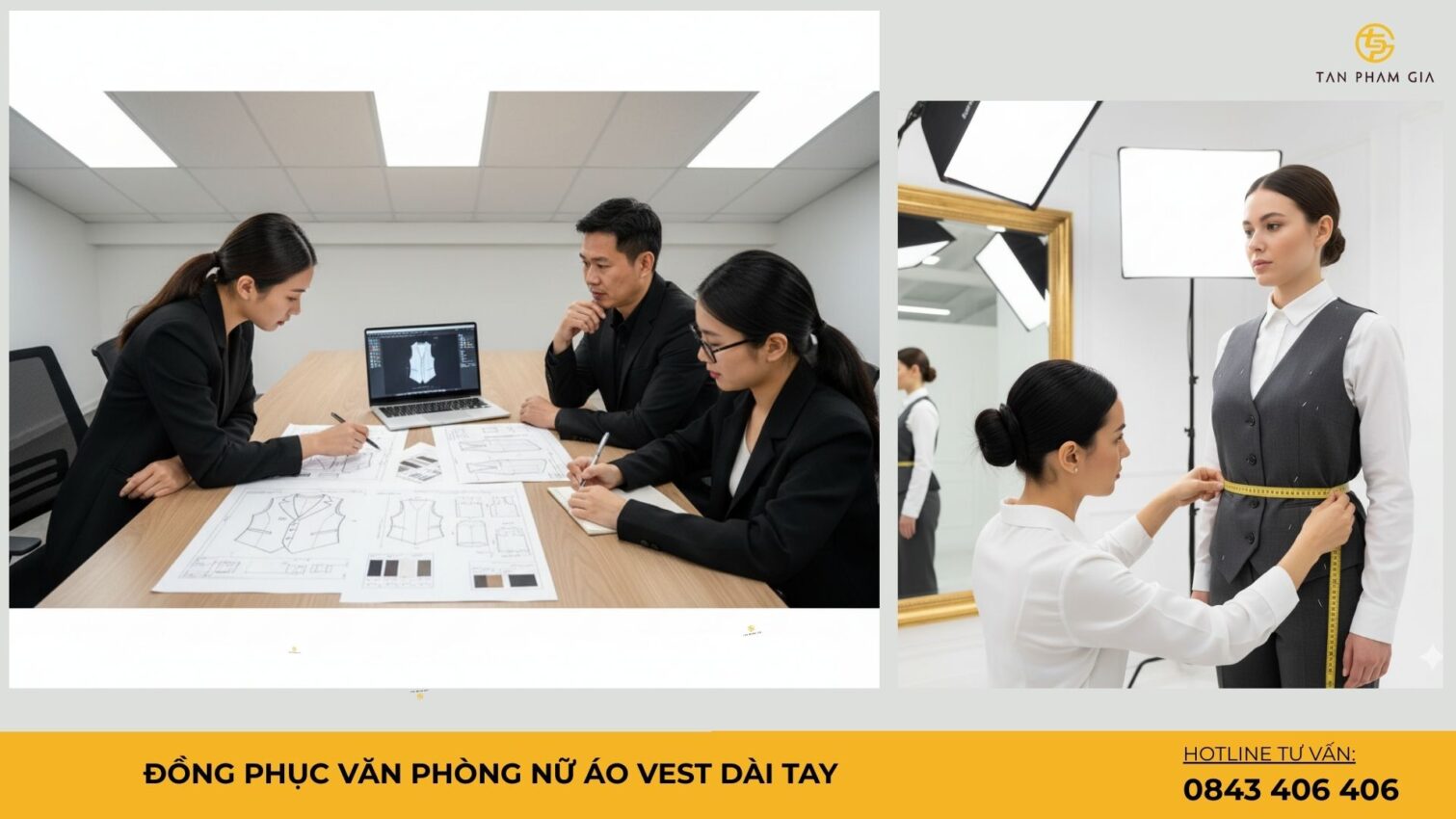 Đồng phục văn phòng nữ áo vest dài tay