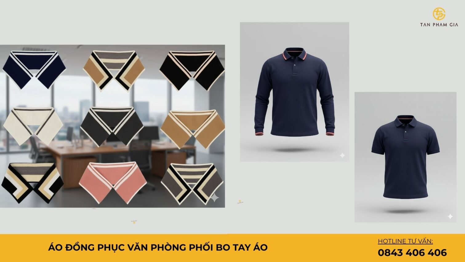 Áo đồng phục văn phòng phối bo tay áo