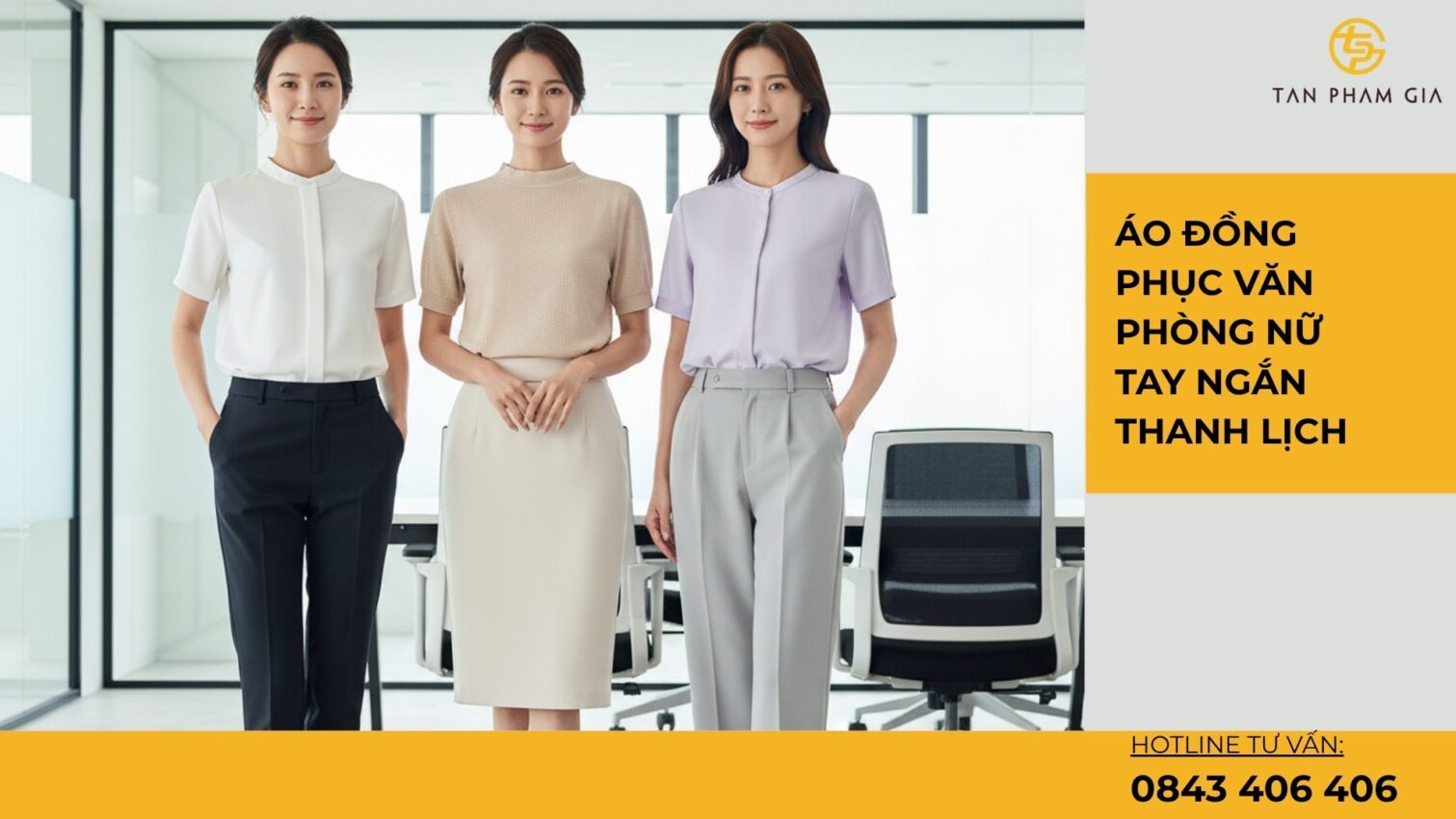 Áo đồng phục văn phòng nữ tay ngắn thanh lịch