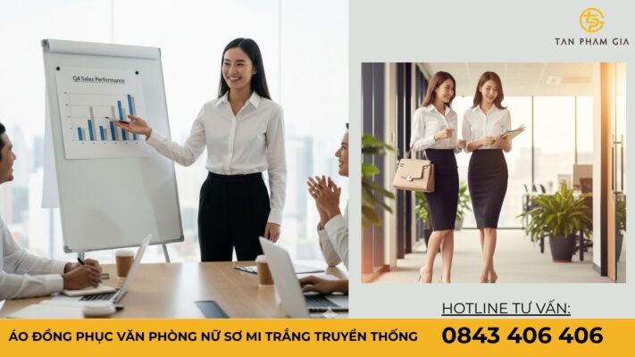 Áo đồng phục văn phòng nữ sơ mi trắng truyền thống