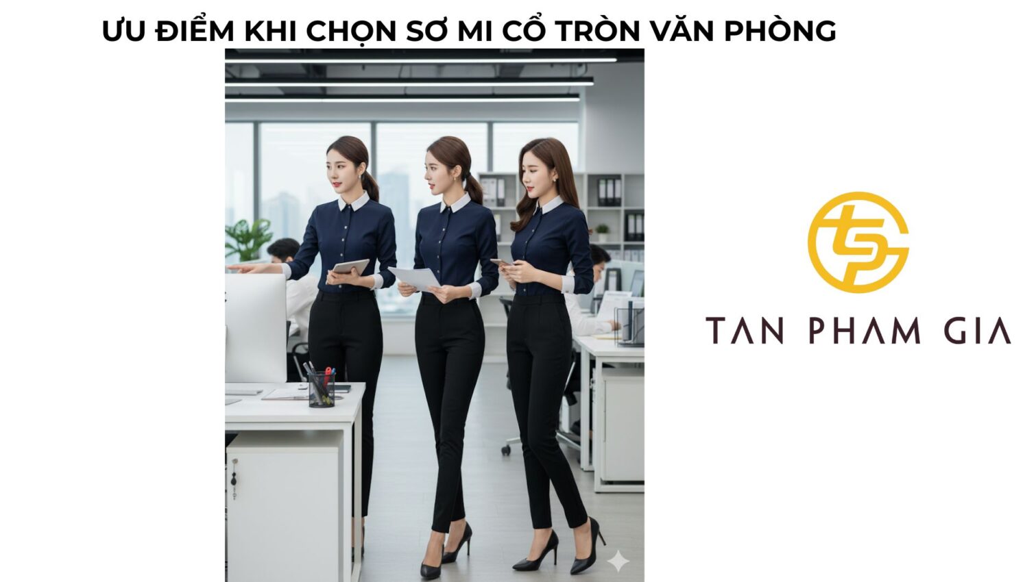 Áo đồng phục văn phòng nữ sơ mi cổ tròn