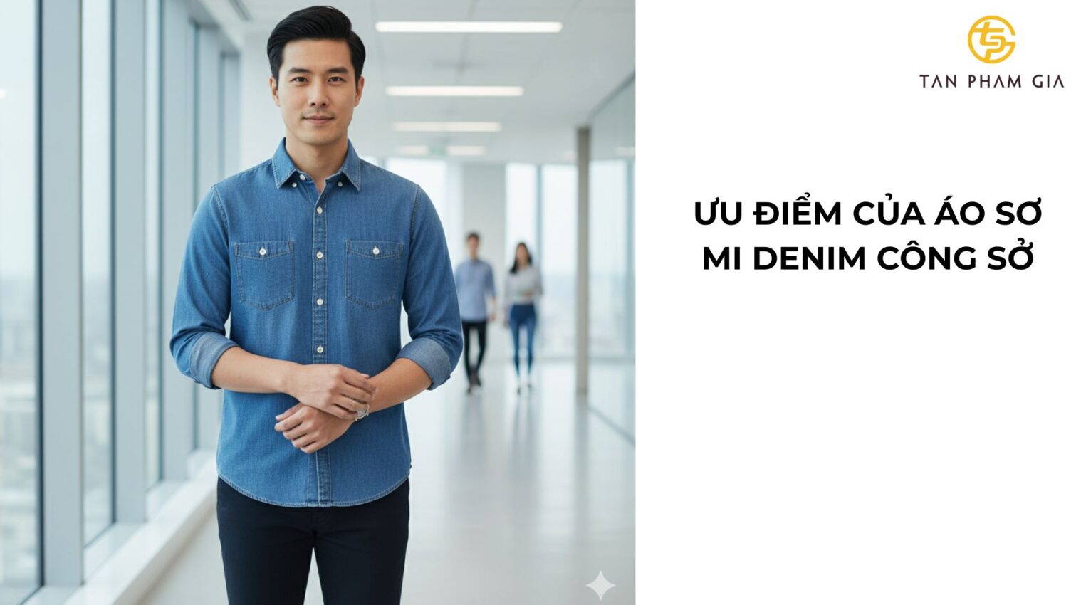 Áo đồng phục văn phòng nam sơ mi denim