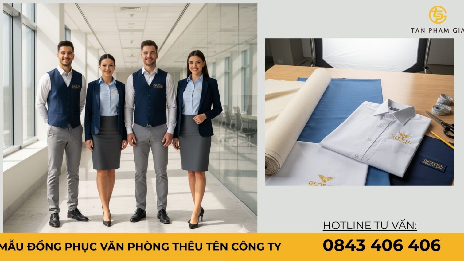 Mẫu đồng phục văn phòng thêu tên công ty