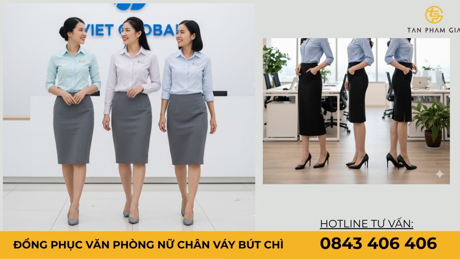 Đồng phục văn phòng nữ chân váy bút chì