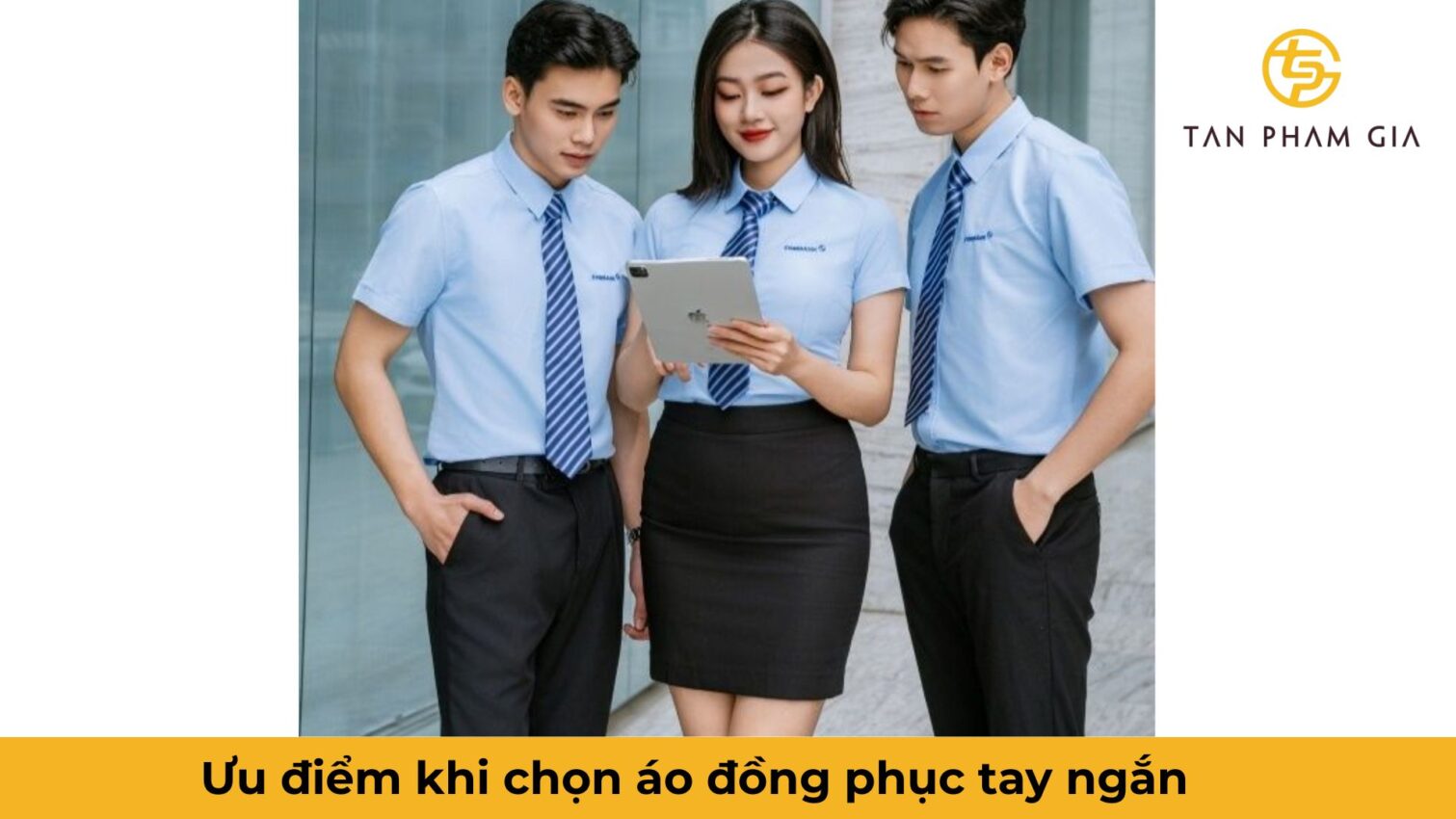 Mẫu áo đồng phục văn phòng công sở tay ngắn