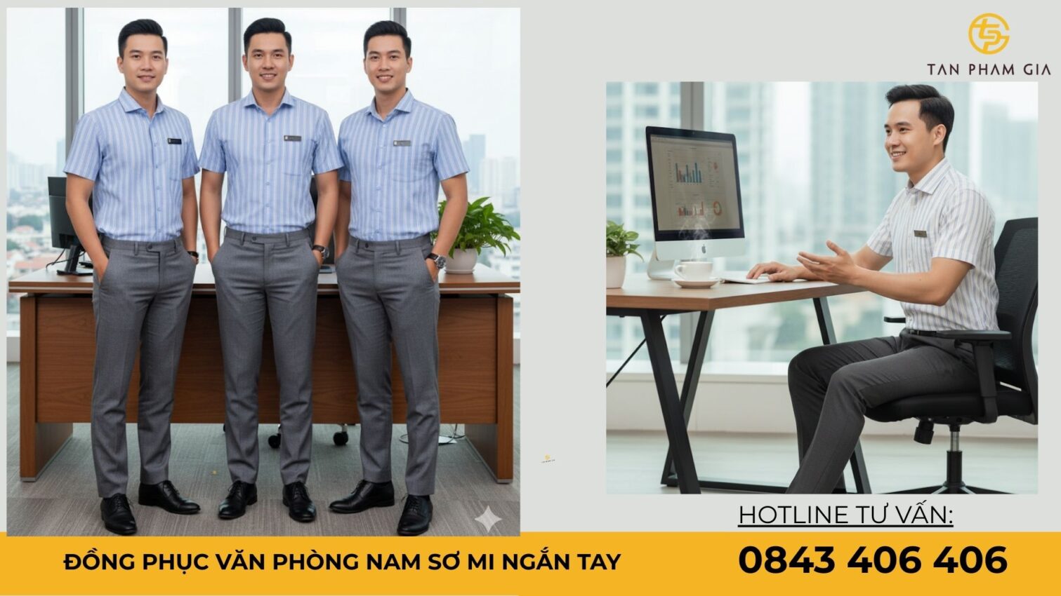 Đồng phục văn phòng nam sơ mi ngắn tay