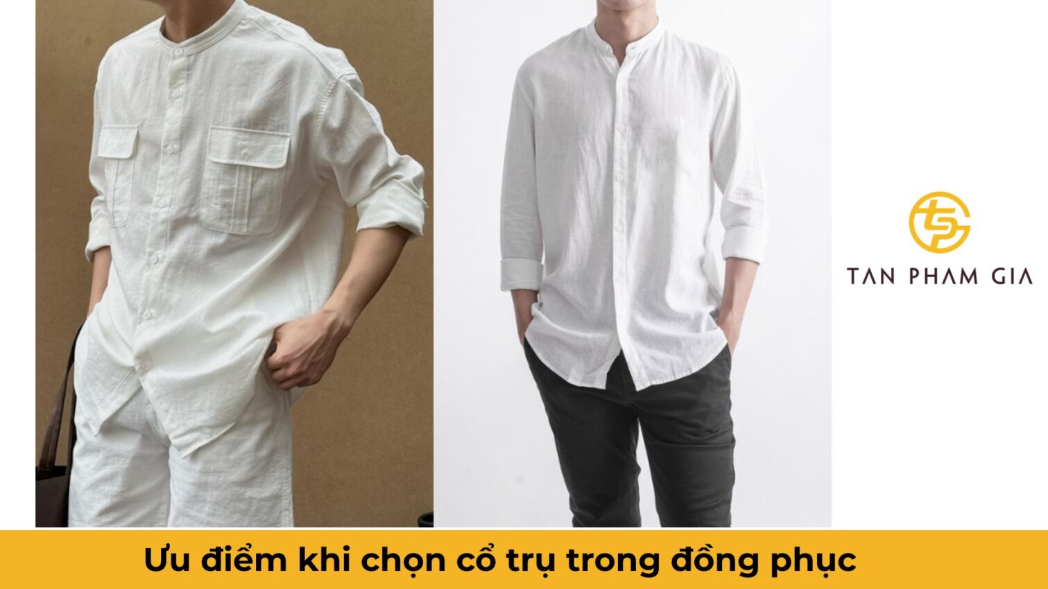 Mẫu áo đồng phục văn phòng công sở cổ trụ