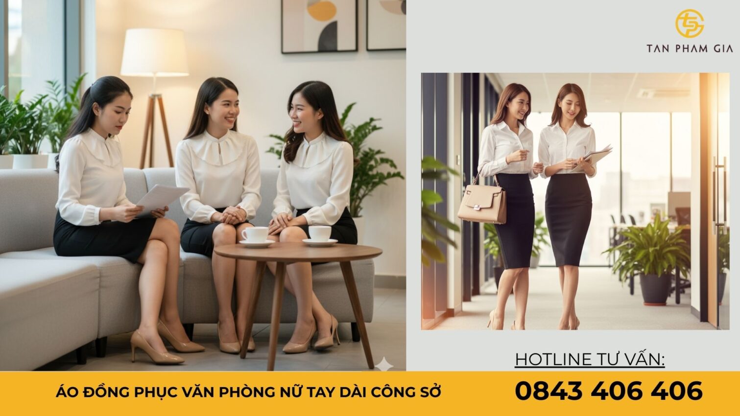 Áo đồng phục văn phòng nữ tay dài công sở