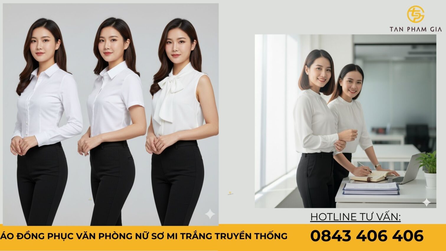 Áo đồng phục văn phòng nữ sơ mi trắng truyền thống