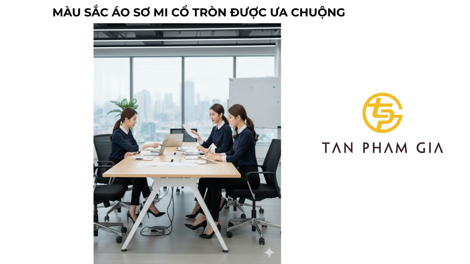 Áo đồng phục văn phòng nữ sơ mi cổ tròn