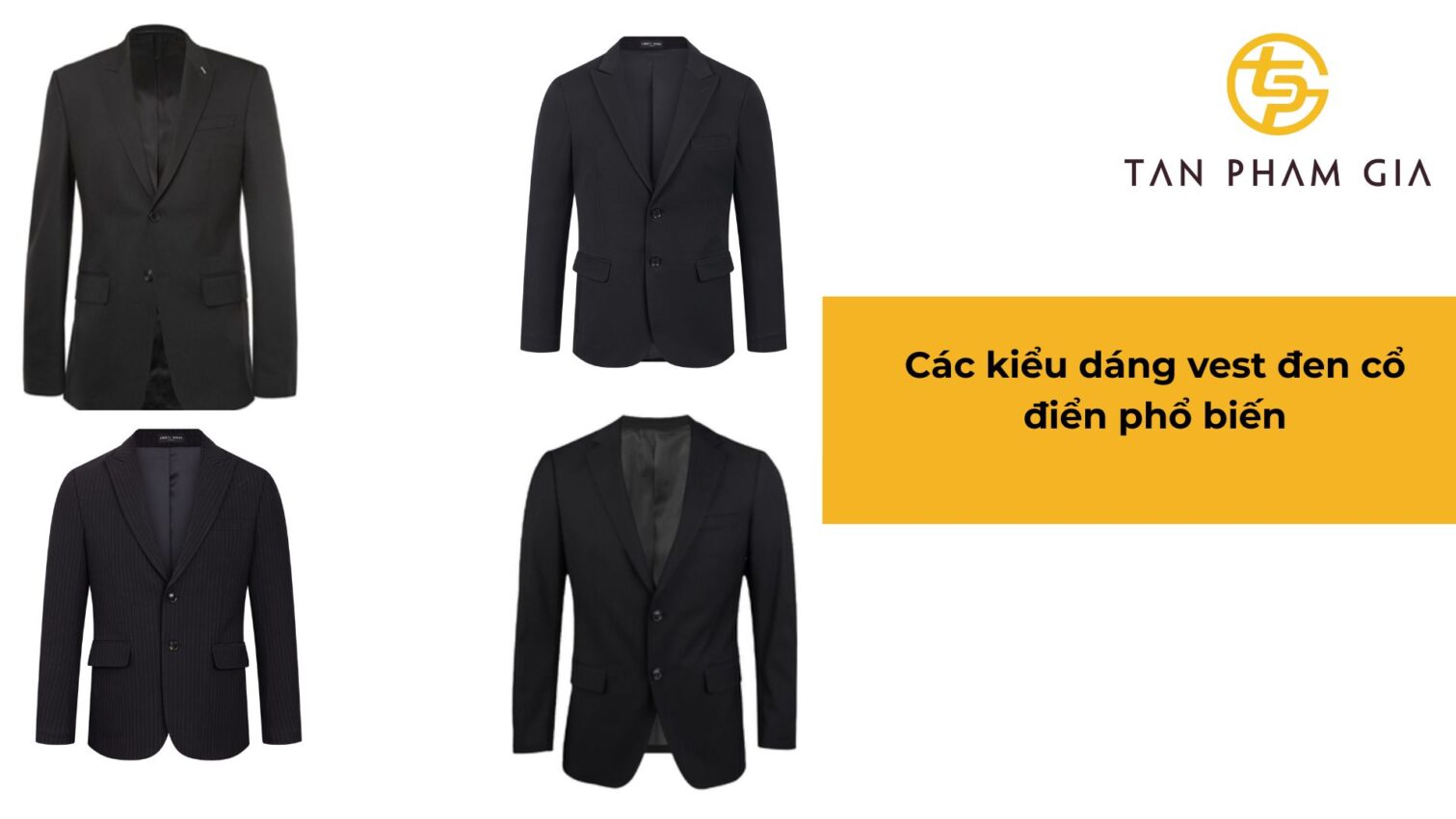 Áo đồng phục văn phòng nam vest đen cổ điển