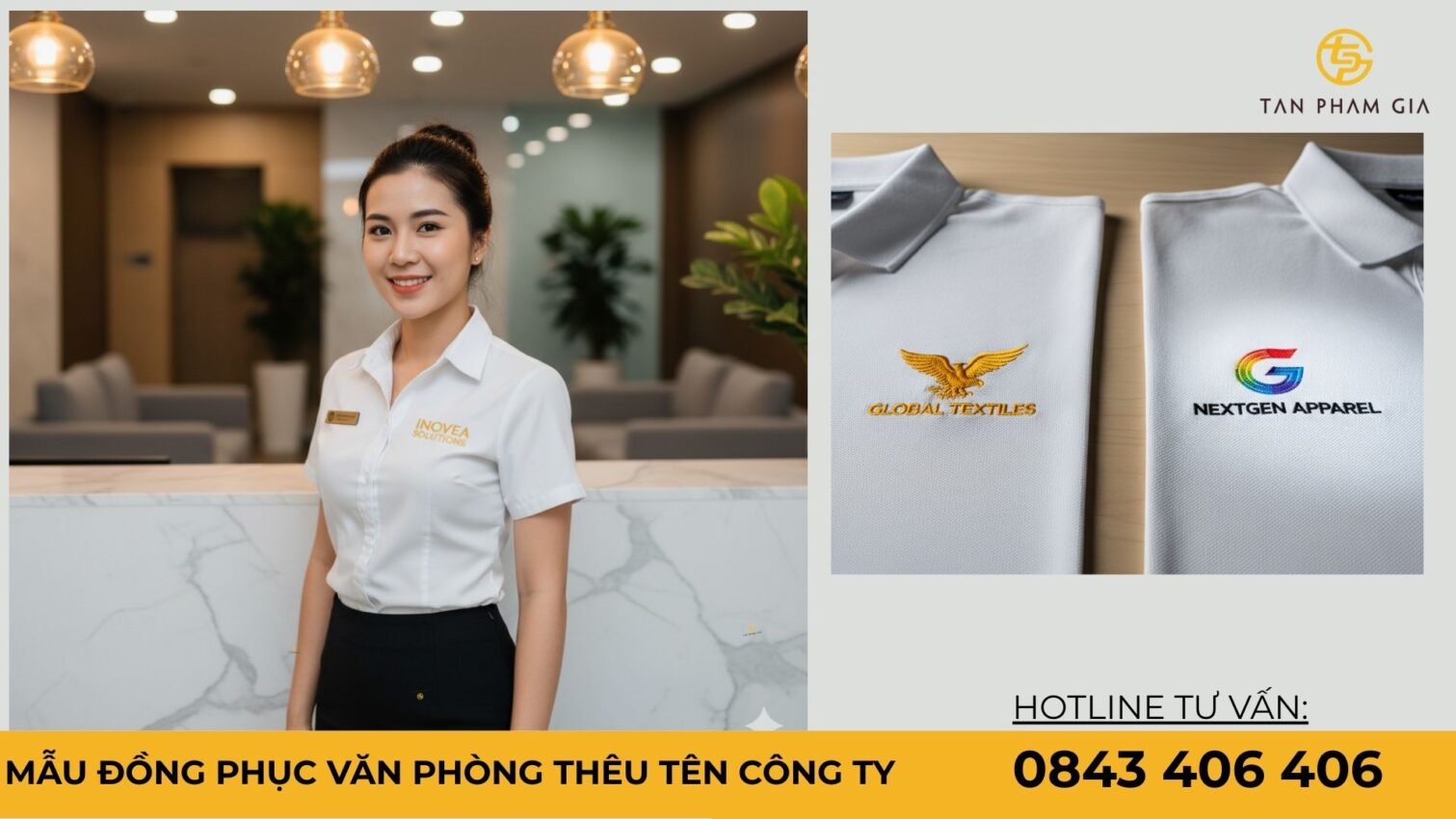 Mẫu đồng phục văn phòng thêu tên công ty