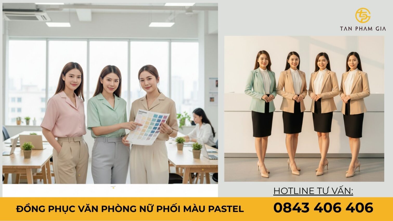 Đồng phục văn phòng nữ phối màu pastel