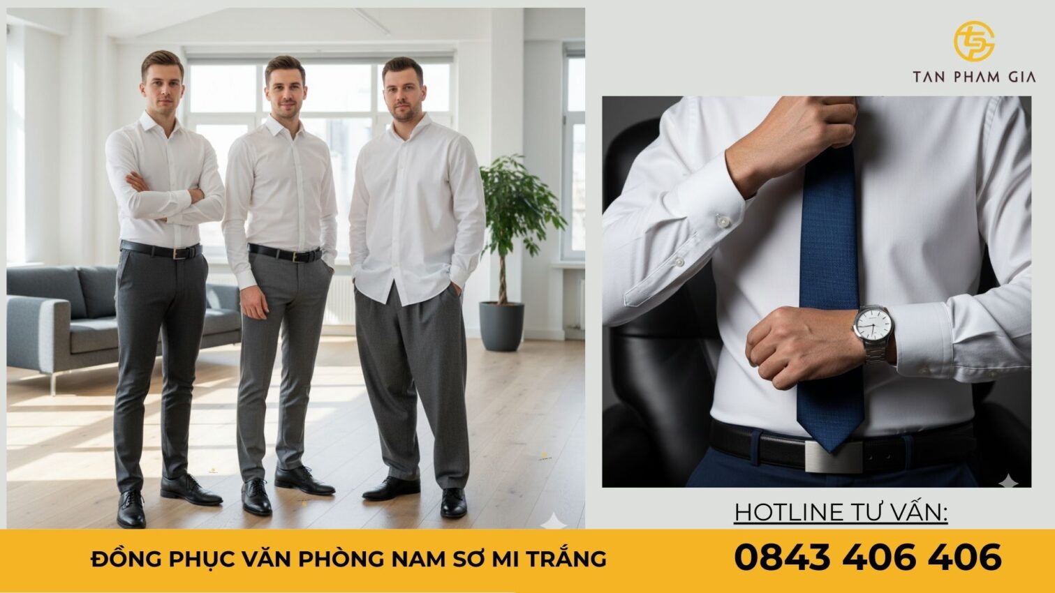 đồng phục văn phòng nam sơ mi trắng