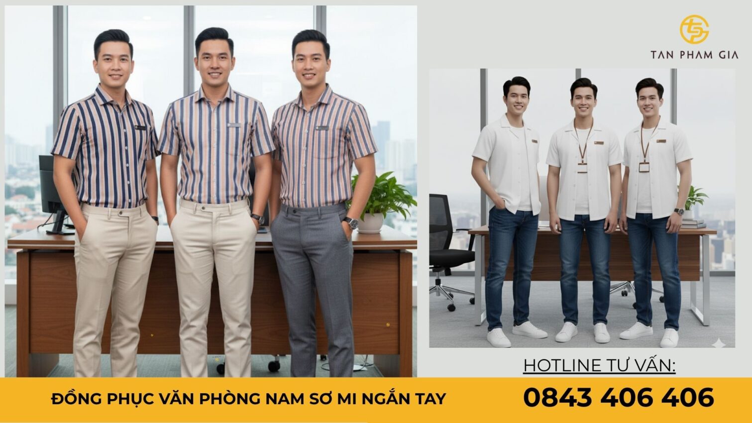 Đồng phục văn phòng nam sơ mi ngắn tay