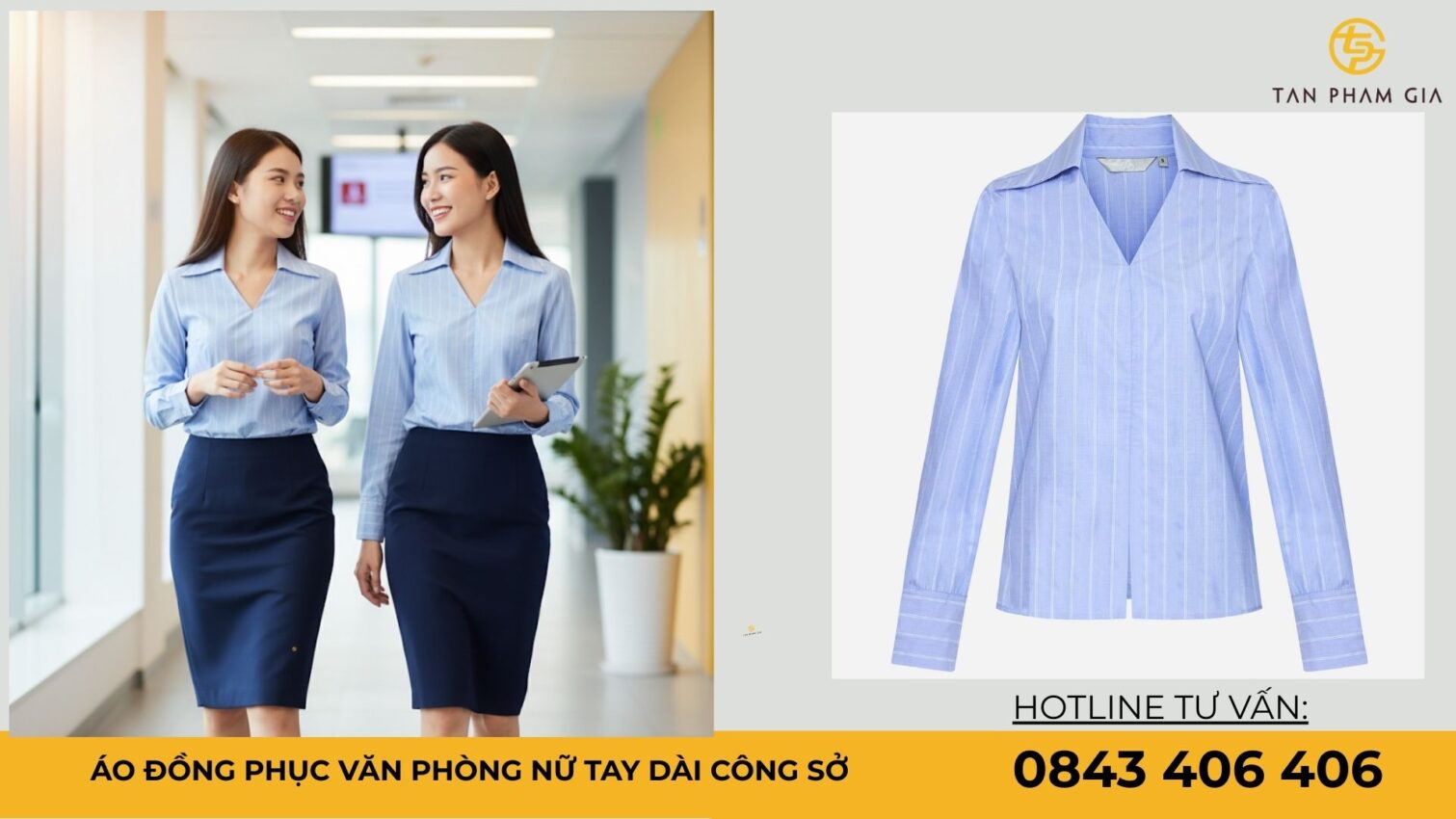 Áo đồng phục văn phòng nữ tay dài công sở