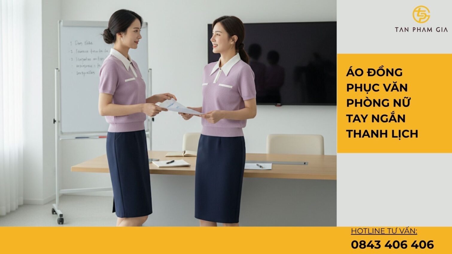 Áo đồng phục văn phòng nữ tay ngắn thanh lịch