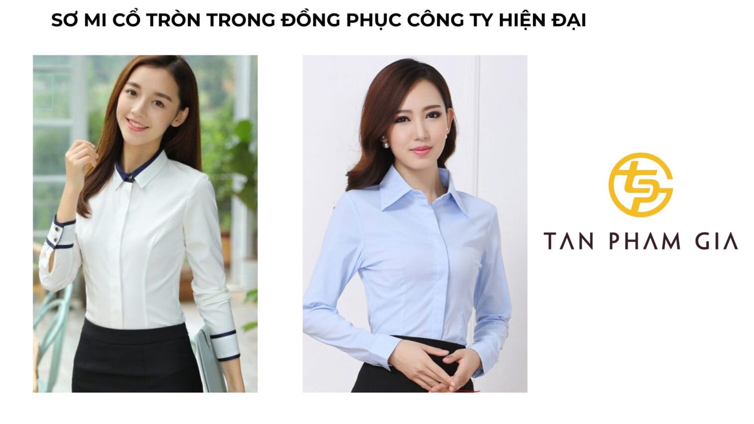 Áo đồng phục văn phòng nữ sơ mi cổ tròn