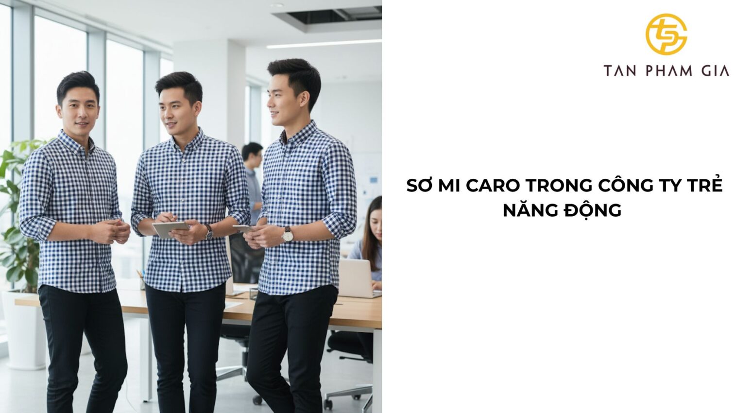 Áo đồng phục văn phòng nam sơ mi caro