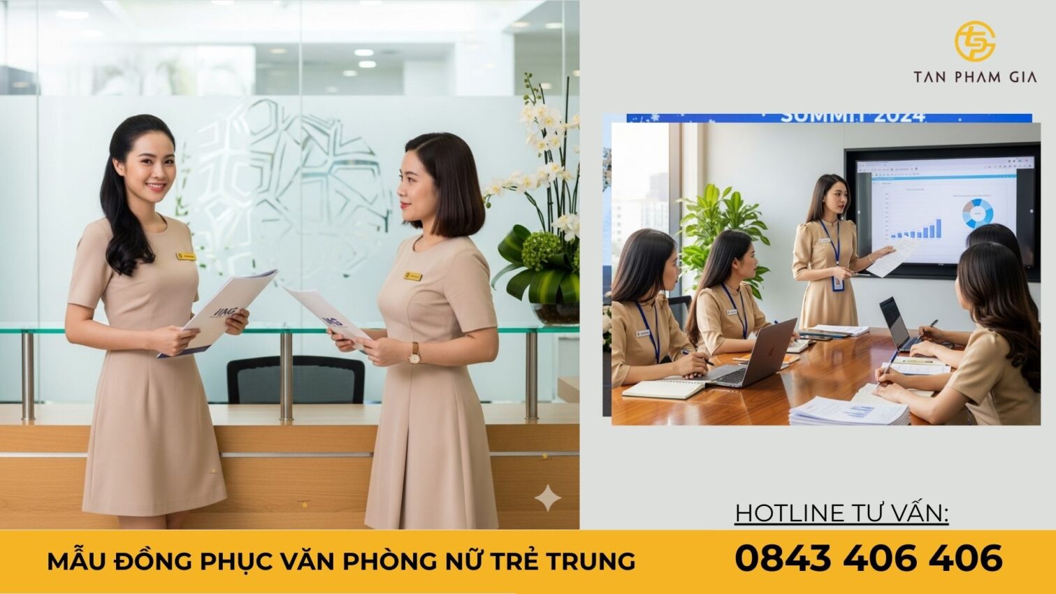 Mẫu đồng phục văn phòng nữ trẻ trung
