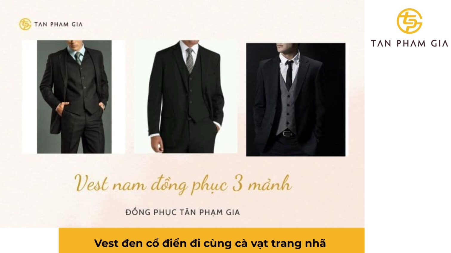 Áo đồng phục văn phòng nam vest đen cổ điển