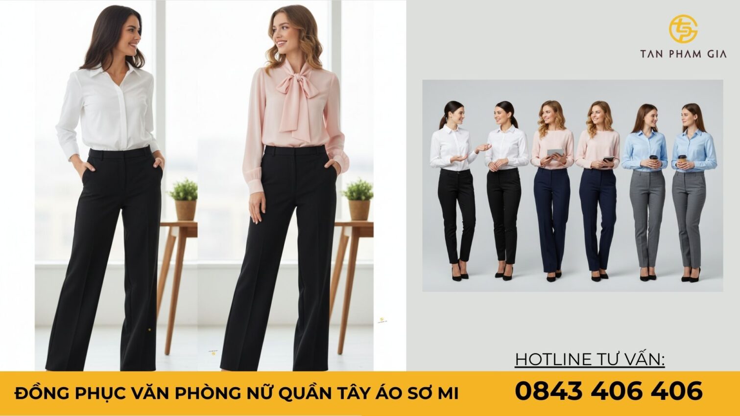 Đồng phục văn phòng nữ quần tây áo sơ mi