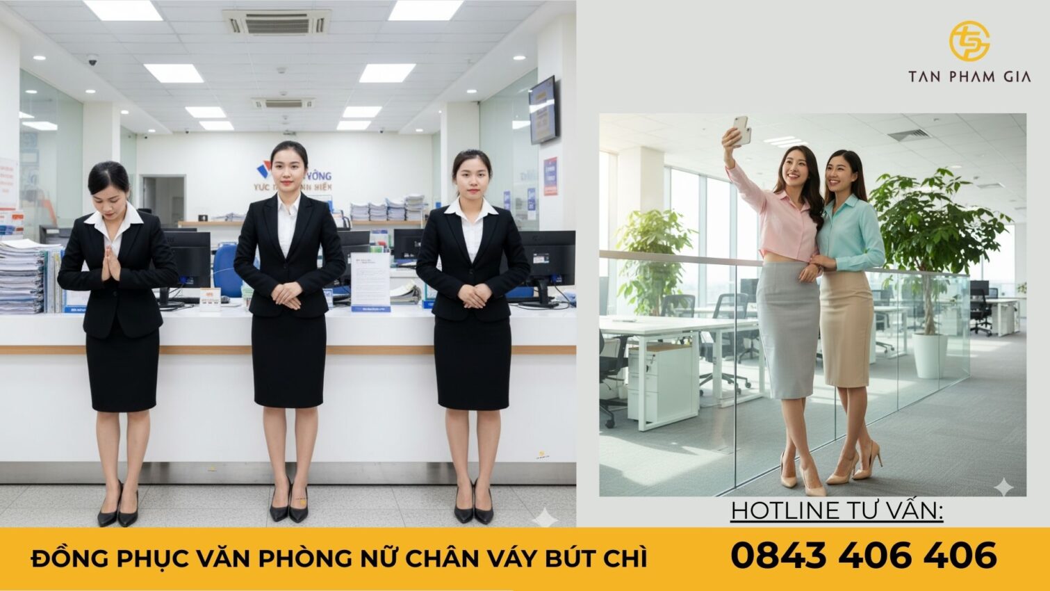 Đồng phục văn phòng nữ chân váy bút chì