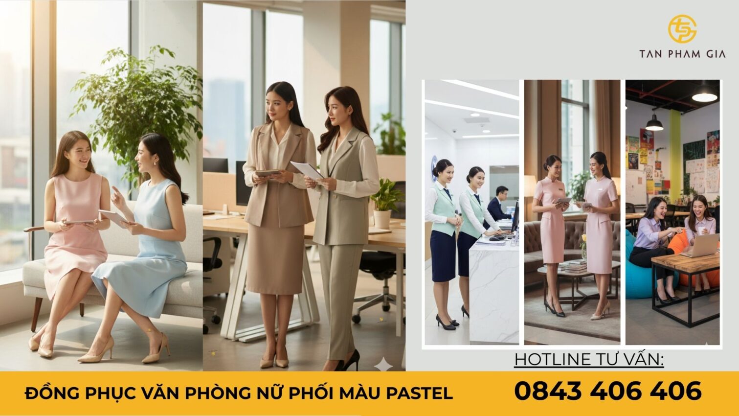 Đồng phục văn phòng nữ phối màu pastel