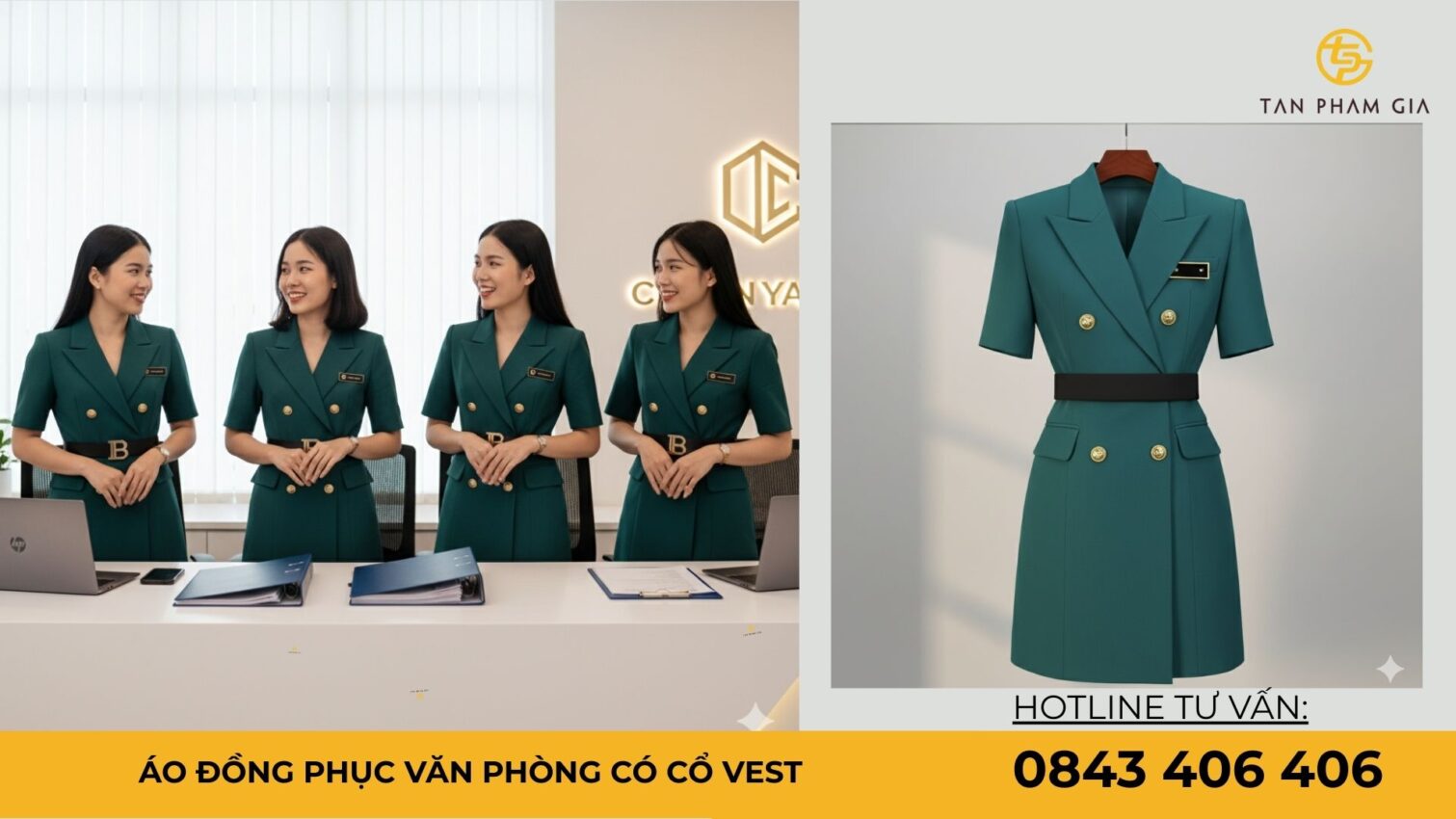 Áo đồng phục văn phòng có cổ vest