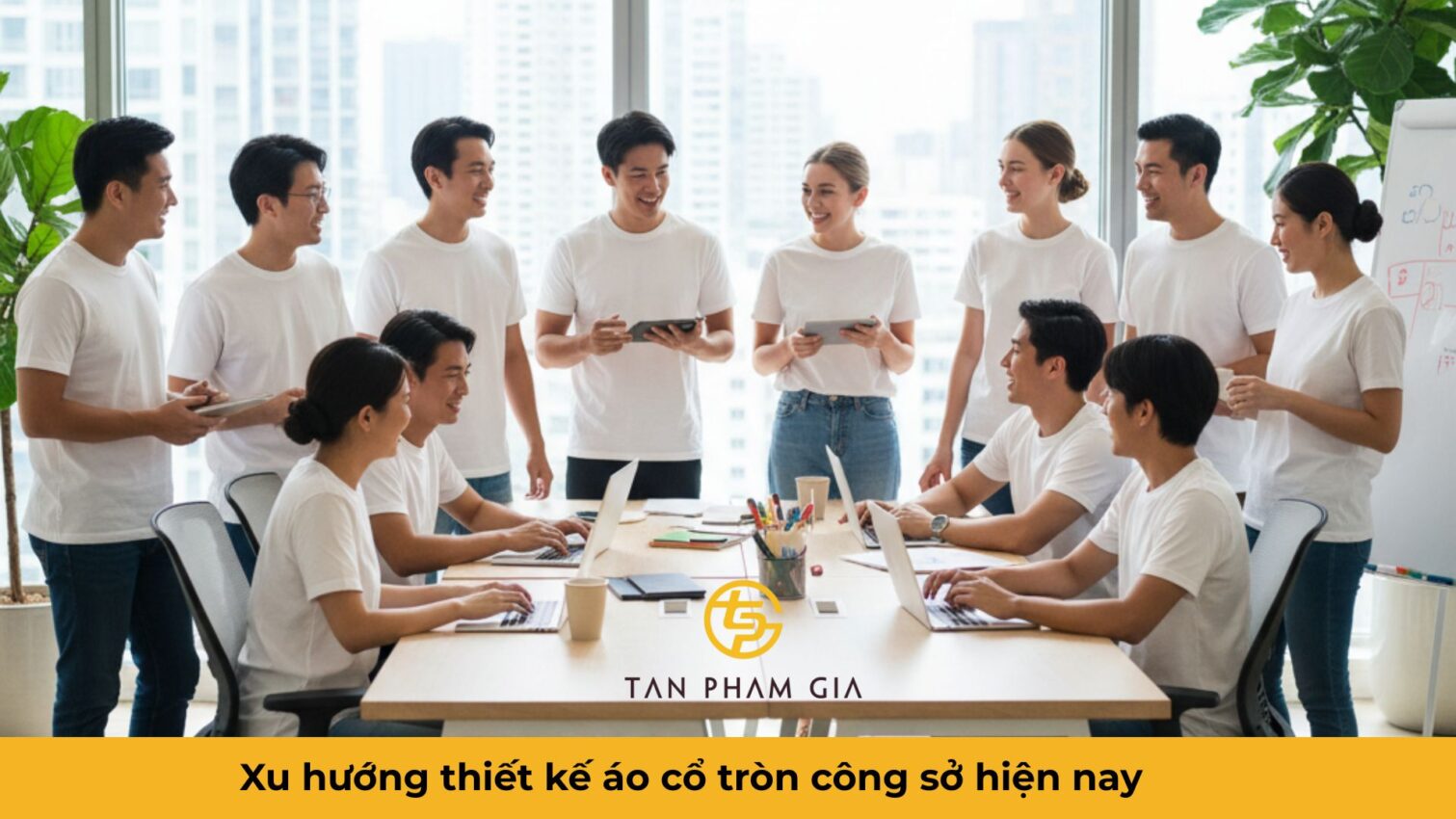 Mẫu áo đồng phục văn phòng công sở cổ tròn