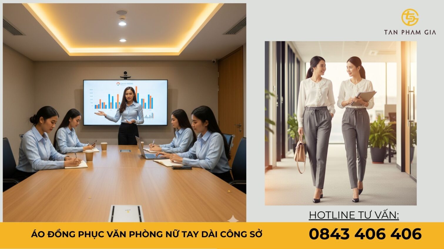 Áo đồng phục văn phòng nữ tay dài công sở