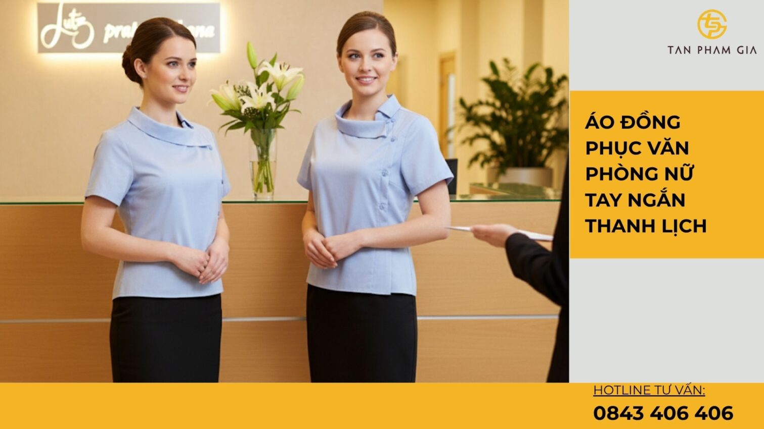 Áo đồng phục văn phòng nữ tay ngắn thanh lịch